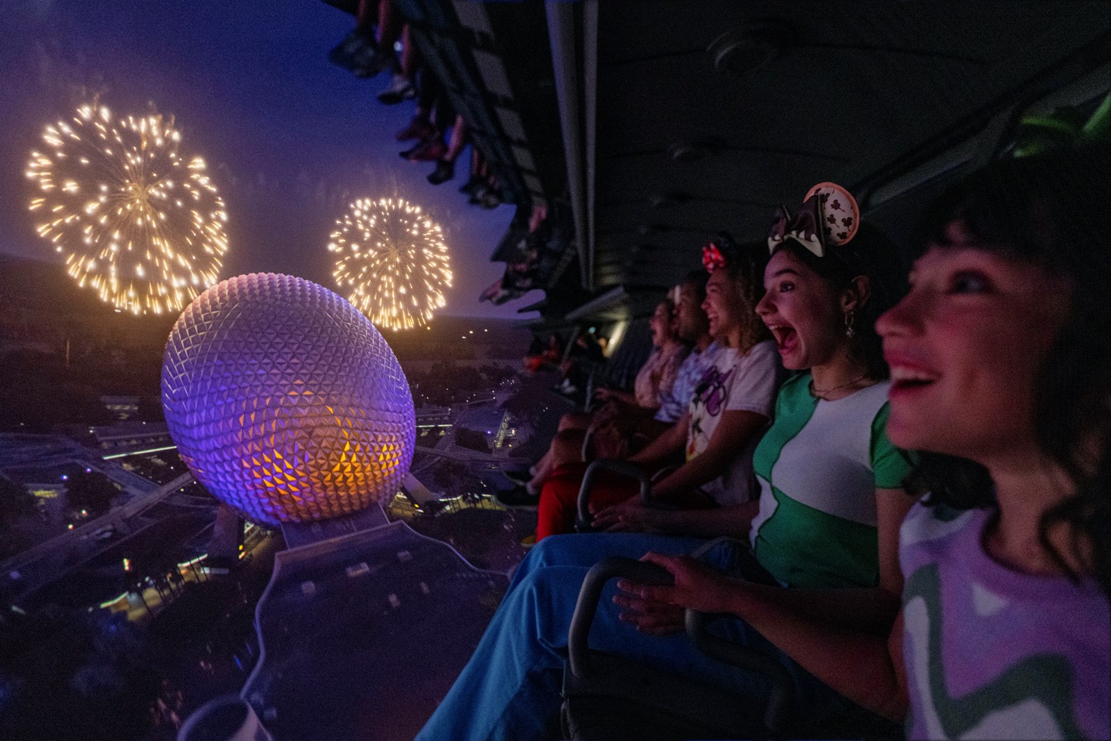 <span>Guests on <em>Soarin'</em> Around the World, <em>EPCOT</em></span>